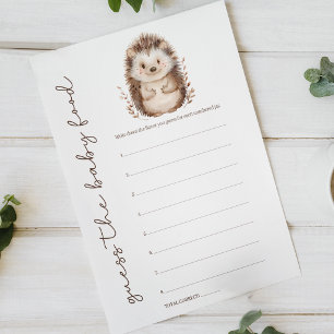 Little Hedgehog Guess Baby Food Baby Shower Game Poster