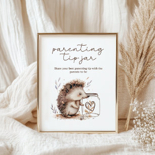Little Hedgehog Parenting Tip Jar Baby Shower Sign