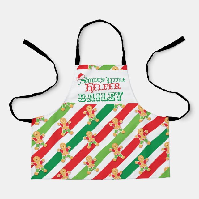 Little helper baking gingerbread man red green apron (Front)