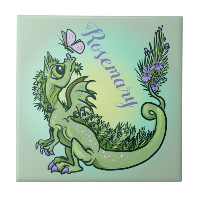 Little herb dragon ~rosemary tile (Front)