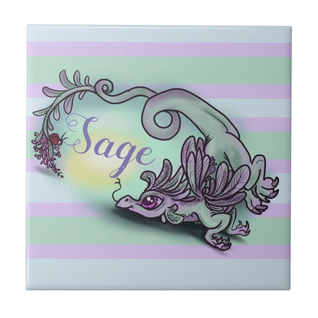 Little Herb Garden Dragon ~sage Tile (Front)