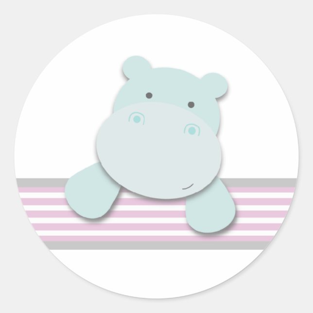 Little Hippo {Pink} | Stickers (Front)