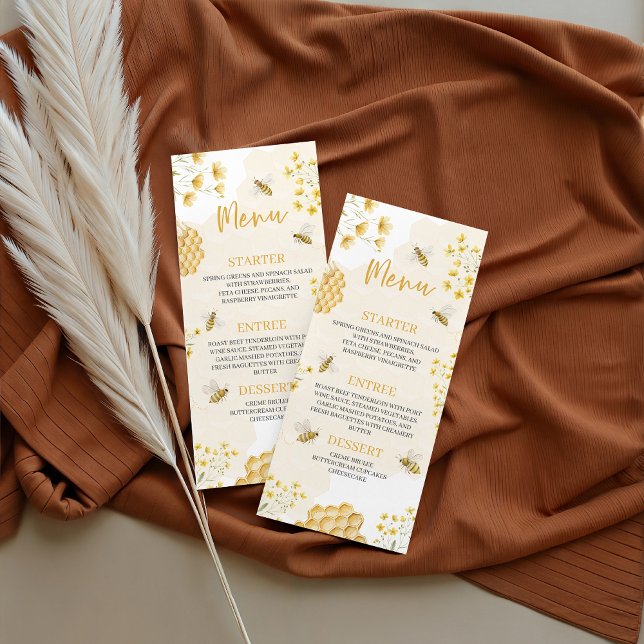 Little Honey Baby Shower 4x9 Menu Card (Creator Uploaded)