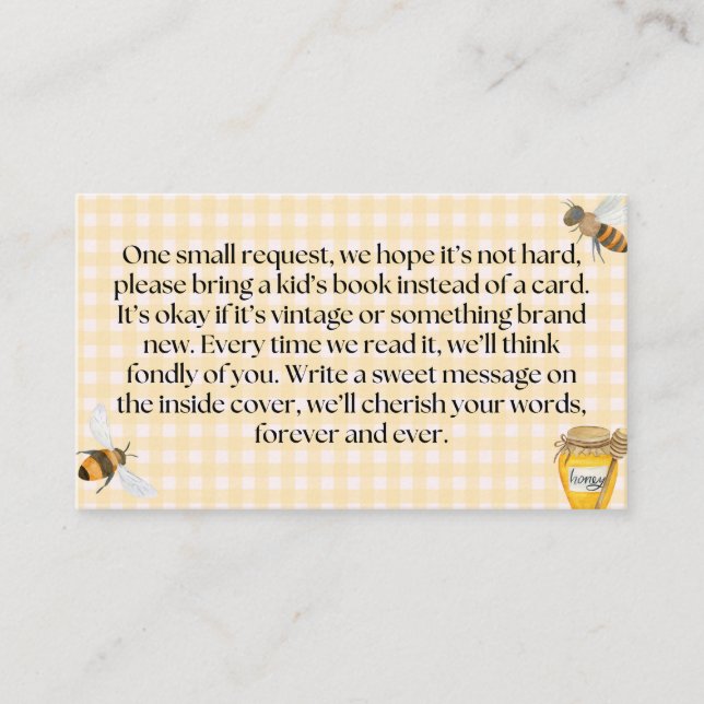 Little Honey Baby Shower Book Request Enclosure Card (Front)