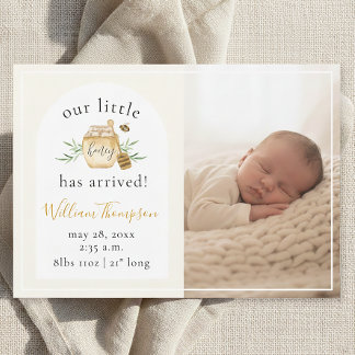Little Honey Bee Baby Birth Announcement Photo