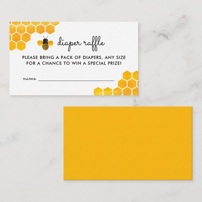 Little Honey Bee Baby Shower Diaper Raffle Enclosure Card (Front/Back)