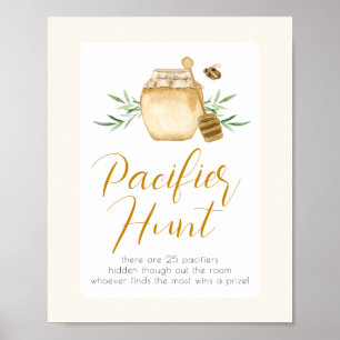 Little Honey Bee Baby Shower Pacifier Hunt Game Poster