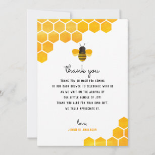 Little Honey Bee Baby Shower Thank You Cards