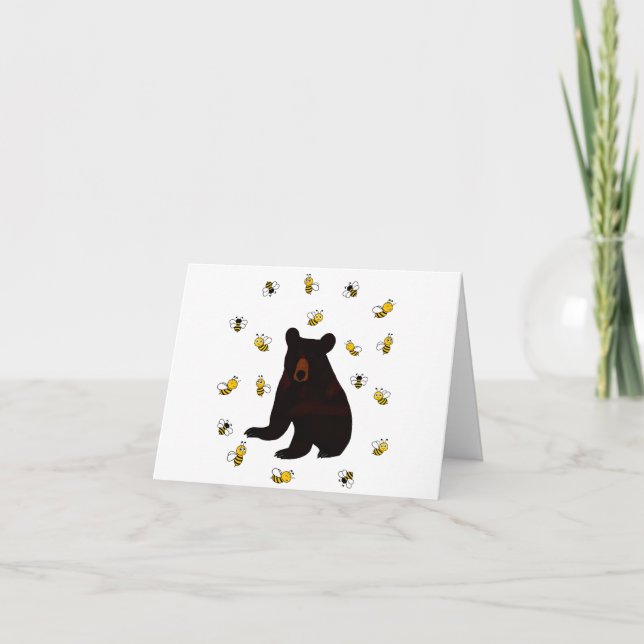 Little Honey Bee Bear Thank You Card (Front)