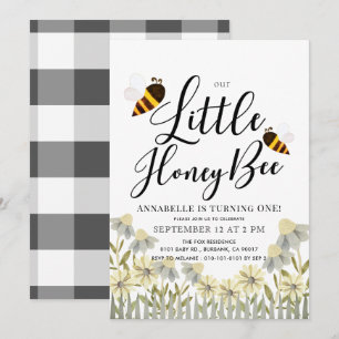 Little Honey Bee Daisy 1st Birthday Invitation