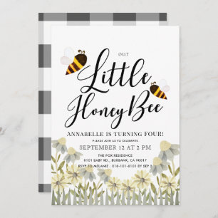 Little Honey Bee Daisy Birthday Invitation