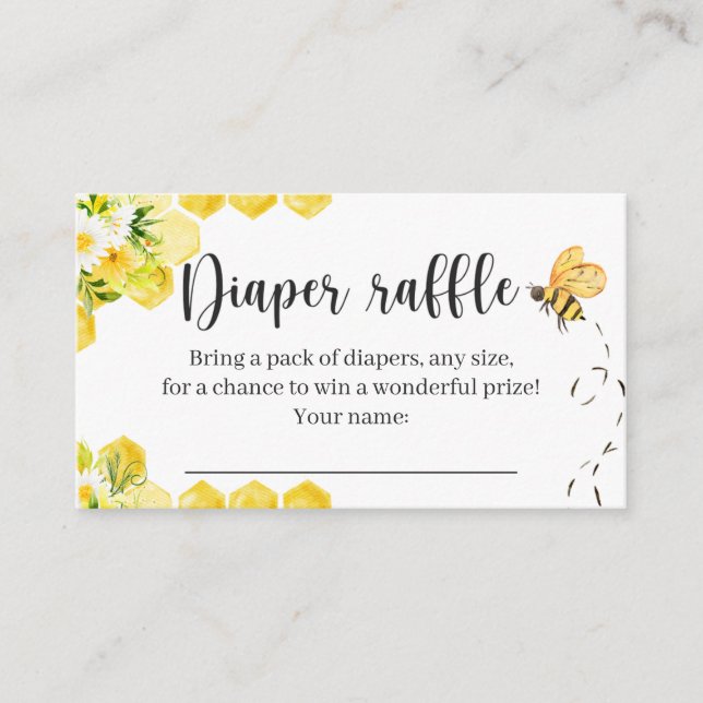 Little Honey Bee Diaper Raffle Card (Front)