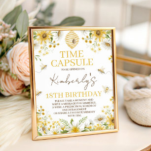 Little Honey Bee Floral Time Capsule Sign