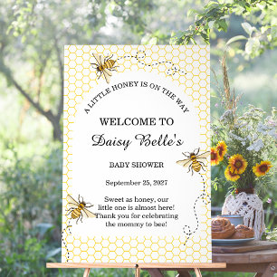 Little Honey Bee On The Way Yellow Baby Shower Acrylic Sign