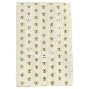 Little Honey Bee On The Way Yellow Baby Shower Medium Gift Bag