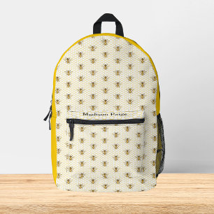 Little Honey Bee On The Way Yellow Baby Shower Printed Backpack