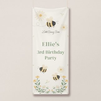 Little Honey Bees Birthday Party Vertical Banner