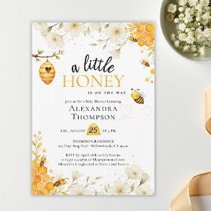 Little Honey Floral Watercolor Elegant Baby Shower Invitation
