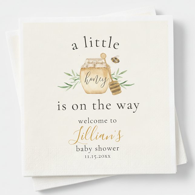 Little Honey Is On The Way Bee Baby Shower Welcome Napkin (Creator Uploaded)