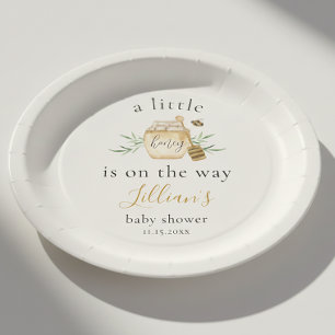 Little Honey Is On The Way Bee Baby Shower Welcome Paper Plate