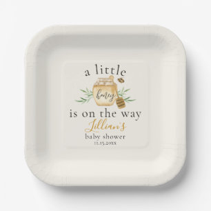Little Honey Is On The Way Bee Baby Shower Welcome Paper Plate