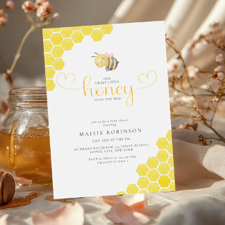 Little Honey Is on the Way Honeycomb Baby Shower Invitation