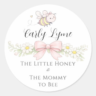 Little Honey Mommy to Bee baby shower add name Classic Round Sticker