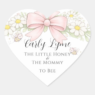Little Honey Mommy to Bee  baby shower add name Heart Sticker