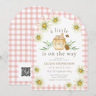 Little Honey On The Way Bee Pink Baby Shower QR Invitation