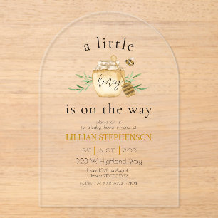Little Honey On The Way Bee Themed Baby Shower  Acrylic Invitations
