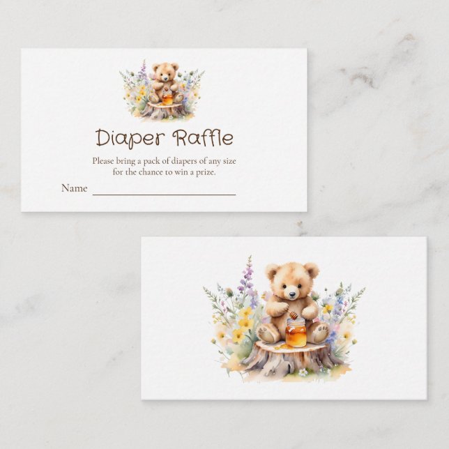 Little Honey on The Way Diaper Raffle Tickets Enclosure Card (Front/Back)