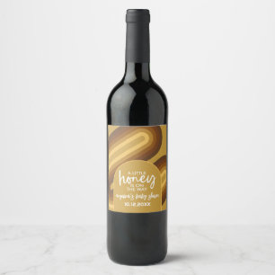 Little Honey on the Way Retro Stripes Baby Shower Wine Label
