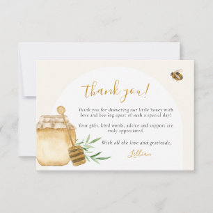 Little Honey Soft Watercolor Bee Baby Shower Flat Thank You Card