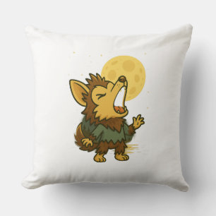 Little Howling Werewolf  Throw Pillow