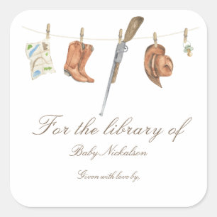 Little Hunter Baby shower - for the library of Square Sticker