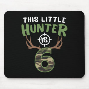 Little Hunter Is 6 Birthday Boys 6th Birthday Deer Mouse Pad
