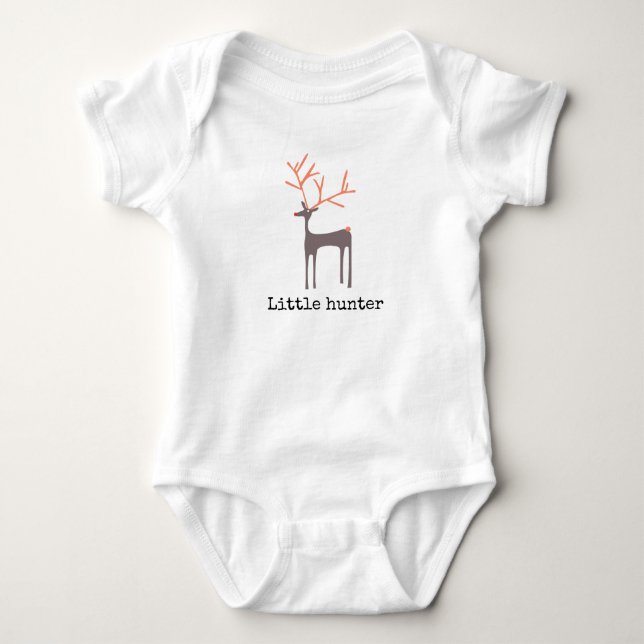 Little hunter with animated deer - customizable baby bodysuit (Front)