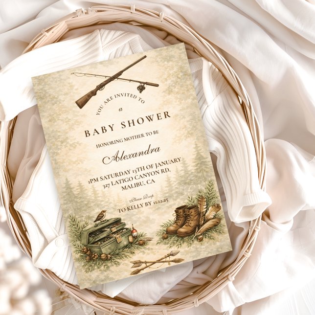 Little Hunter Woodland Adventure Baby Shower Invitation (Creator Uploaded)