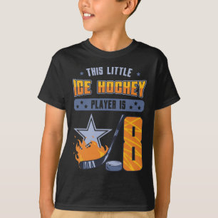 Little Ice Hockey 8th Birthday Player Puck Star Sp T-Shirt