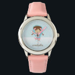 Little Ice Skater {pink} Watch<br><div class="desc">This adorable watch features an adorable vector illustration of a little ice skating girl can be personalized with your little girl's name, monogram, initial, or any text of your choice for a perfect custom gift.</div>