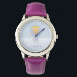 Little Ice Skater {purple} Watch<br><div class="desc">This adorable watch features an adorable vector illustration of a little ice skating girl can be personalized with your little girl's name,  monogram,  initial,  or any text of your choice for a perfect custom gift.</div>