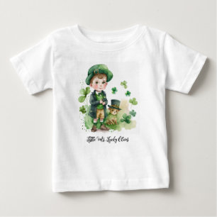 Little Irich Boy & Puppy Custom Name Baby T-Shirt