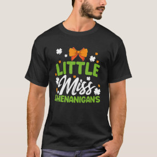 Little Irish Miss Shenanigans St Patricks Day T-Shirt
