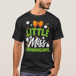 Little Irish Miss Shenanigans St Patricks Day T-Shirt