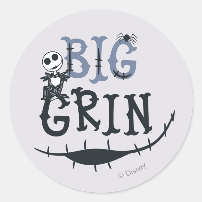 Little Jack Skellington - Big Grin Classic Round Sticker (Front)