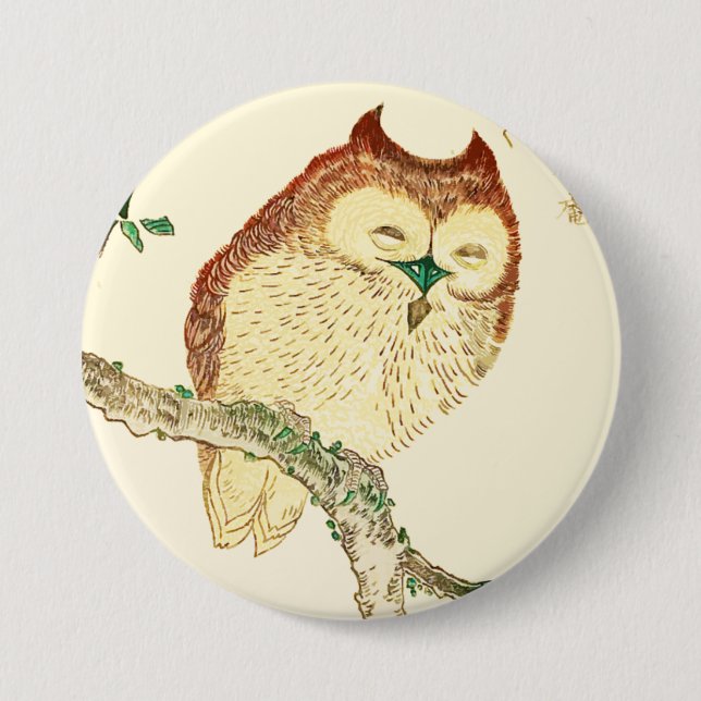 Little Japanese owl 3 Inch Round Button (Front)