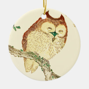 Little Japanese owl Ceramic Ornament
