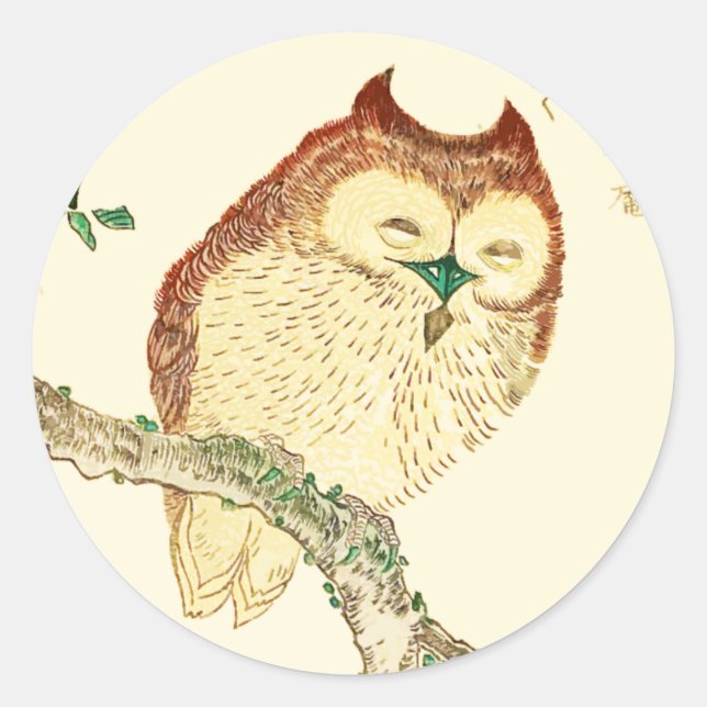 Little Japanese owl Classic Round Sticker (Front)