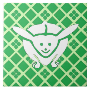 Little Japanese rabbit, green Tile