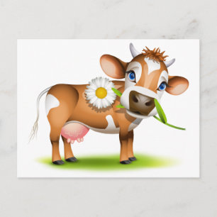 Little Jersey cow eating daisy Postcard